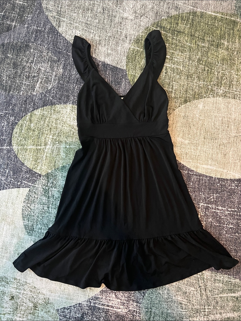 White House Black Market Little Black Ruffled-Hem V-Neck Dress!